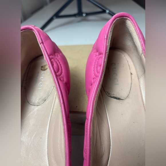 Women’s Gucci Pink Quilted  Nappa Leather Ballet Flats/Shoes Sz 39.5 / US 9.5 - Picture 12 of 14